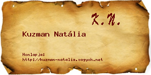 Kuzman Natália névjegykártya